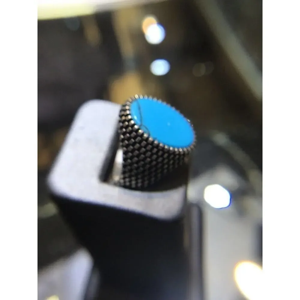 Turquoise Ring Sz12 Large Oval Smooth Stone Silver 925